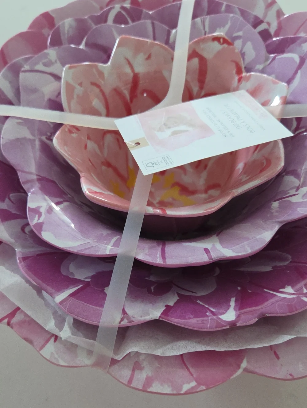 Jessica Simpson Pink and Lavender Floral Layered Party Platter Set